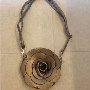 Silver flower purse/ wristlet.